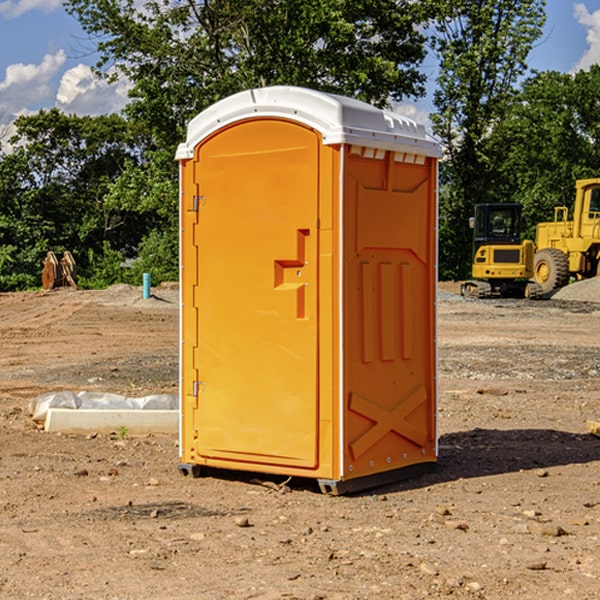 how often are the porta potties cleaned and serviced during a rental period in Hoskins